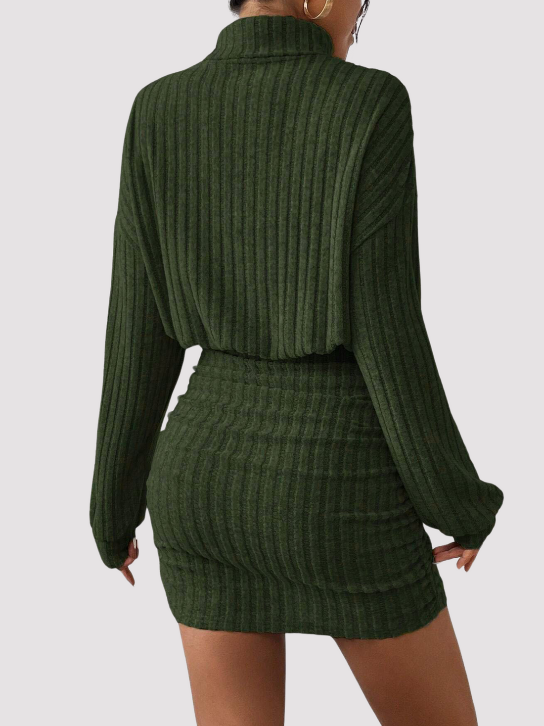 Cozy Chic Ribbed Knit Turtleneck Mini Dress