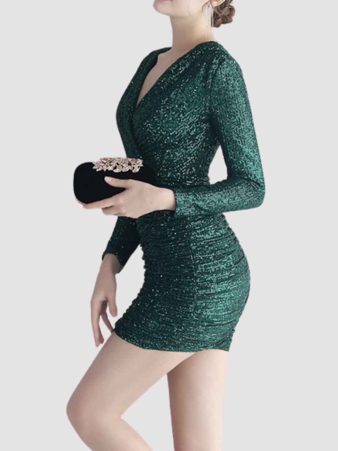 Emerald Enchantment Sequin Wrap Dress