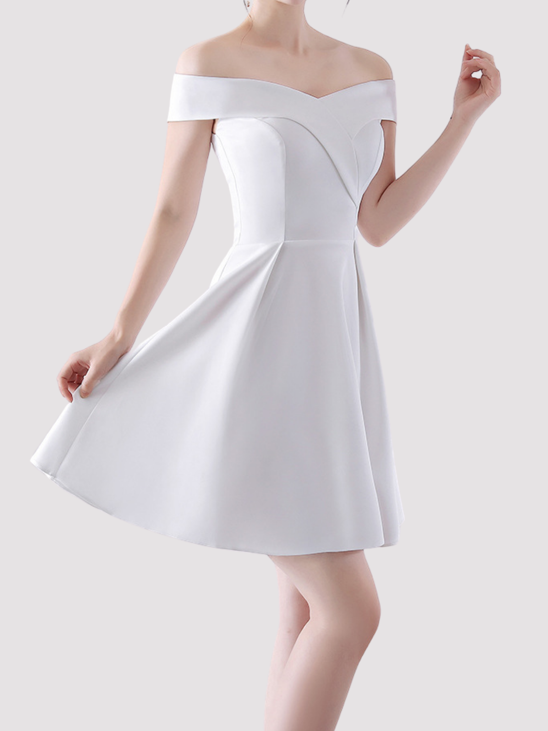 Ethereal Elegance White Off-Shoulder Skater Dress