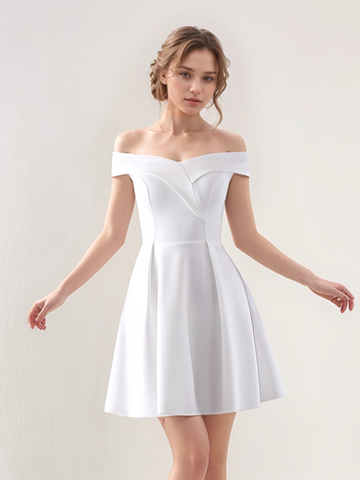 Ethereal Elegance White Off-Shoulder Skater Dress